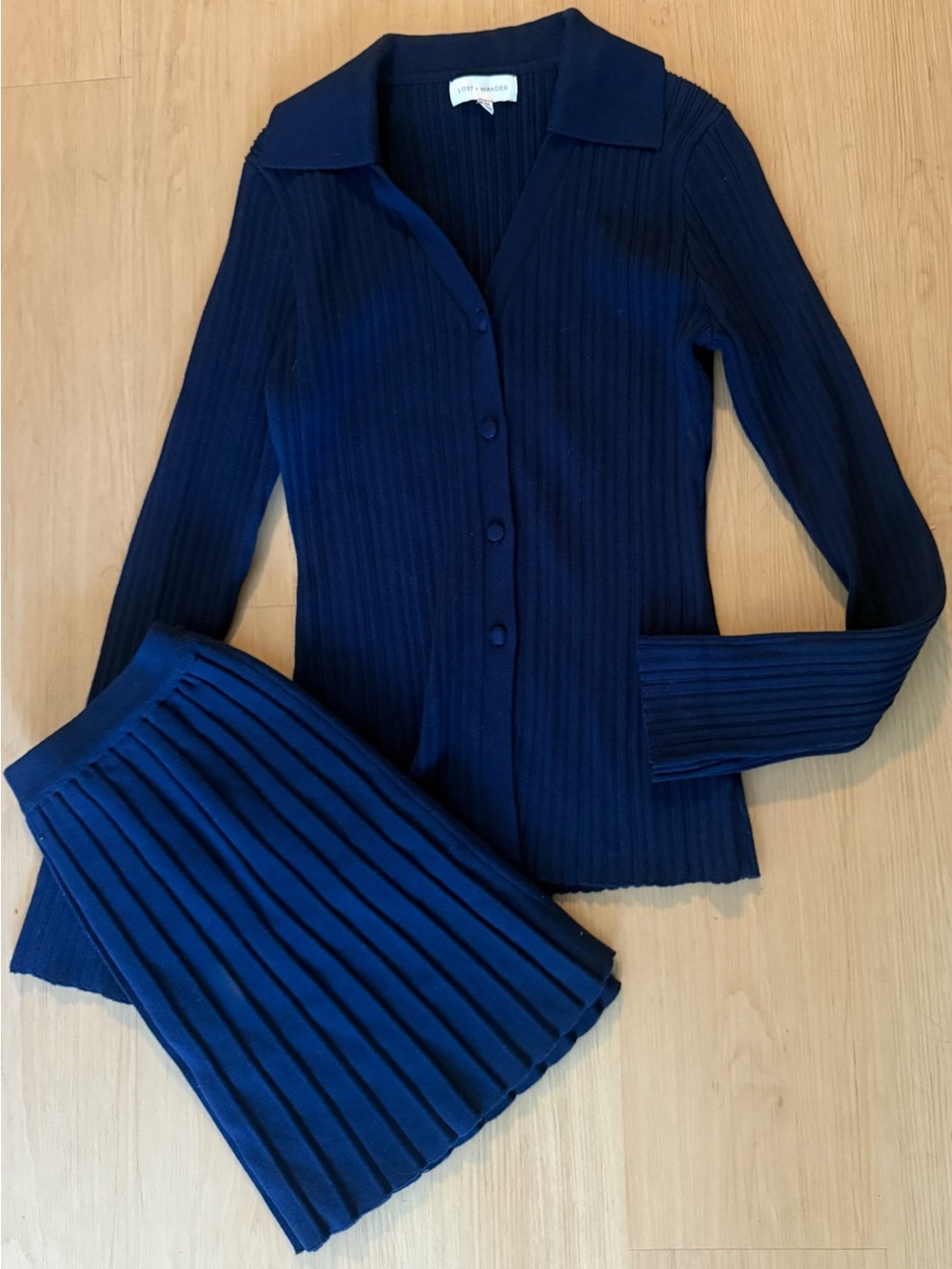 NWOT Lost + Wander Ribbed Skirt/Cardigan Set